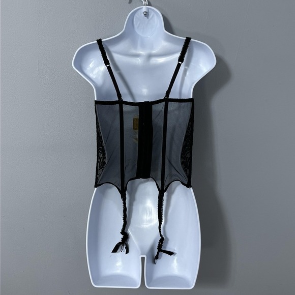 Vintage Victoria's Secret Bustier Women 36B Black Lace Overbust Garter Corset - Picture 8 of 10